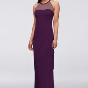 DB Long Mesh Dress with Illusion Neckline